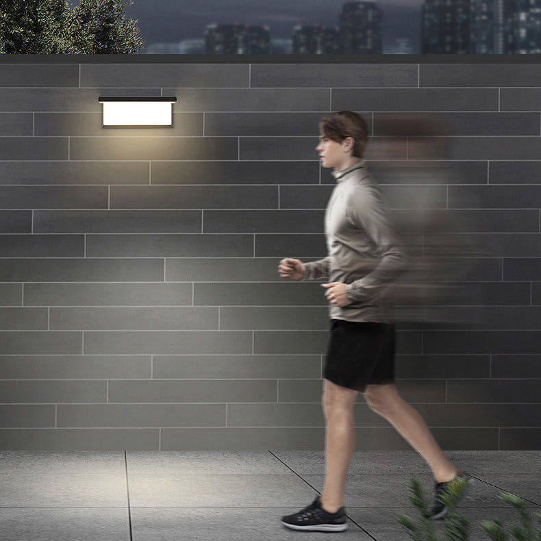 Contemporary Simplicity Rectangular Waterproof Solar Human Body Induction LED Outdoor Wall Sconce Lamp For Garden | Stornfield