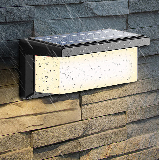 Contemporary Simplicity Rectangular Waterproof Solar Human Body Induction LED Outdoor Wall Sconce Lamp For Garden | Stornfield