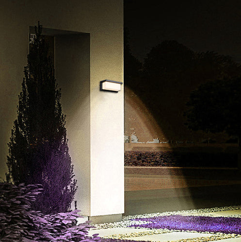 Contemporary Simplicity Rectangular Waterproof Solar Human Body Induction LED Outdoor Wall Sconce Lamp For Garden | Stornfield