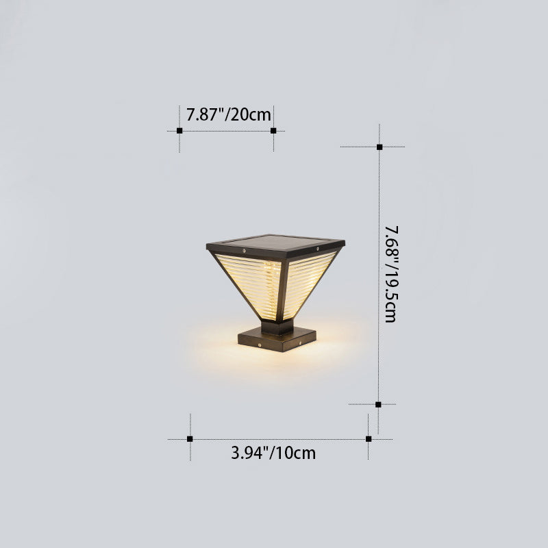 Modern Minimalist Solar Waterproof Square Prismatic Stainless Steel Glass LED Outdoor Light For Patio | Stornfield
