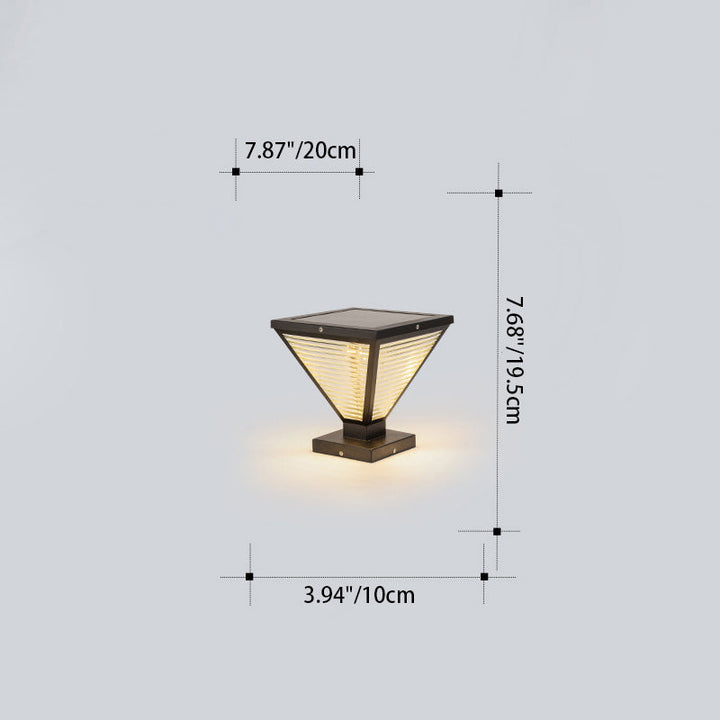 Modern Minimalist Solar Waterproof Square Prismatic Stainless Steel Glass LED Outdoor Light For Patio | Stornfield