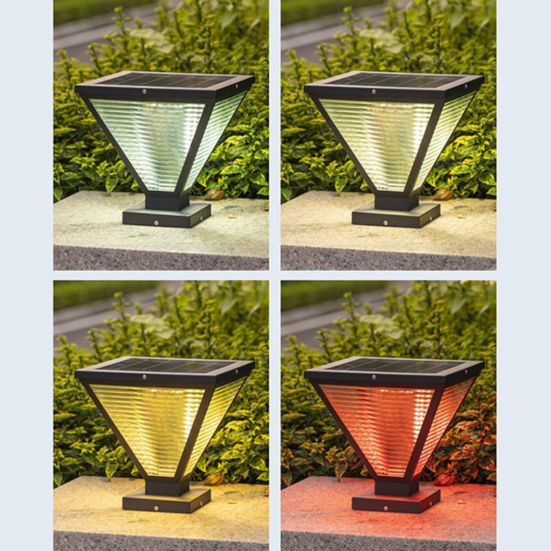 Modern Minimalist Solar Waterproof Square Prismatic Stainless Steel Glass LED Outdoor Light For Patio | Stornfield