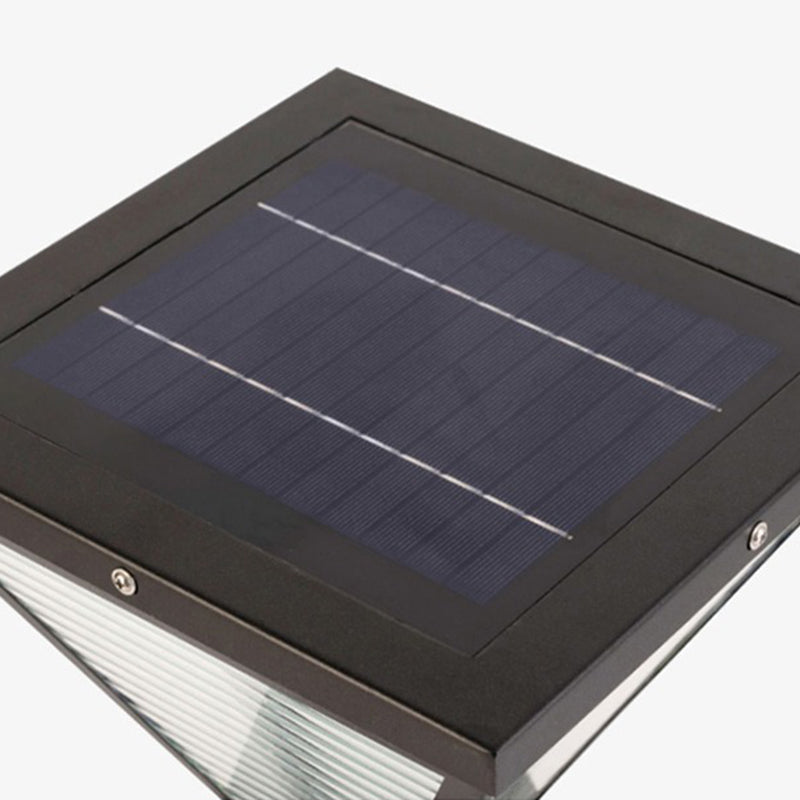 Modern Minimalist Solar Waterproof Square Prismatic Stainless Steel Glass LED Outdoor Light For Patio | Stornfield