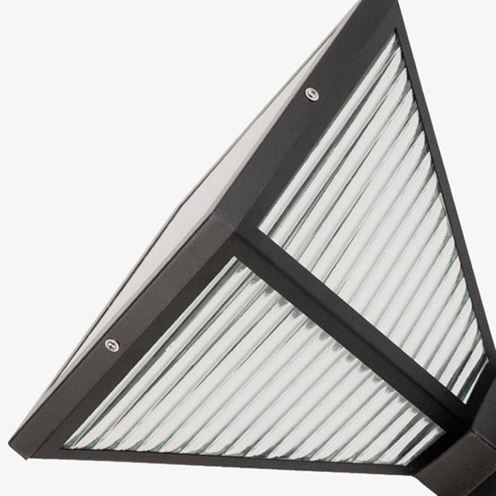Modern Minimalist Solar Waterproof Square Prismatic Stainless Steel Glass LED Outdoor Light For Patio | Stornfield