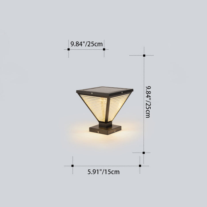 Modern Minimalist Solar Waterproof Square Prismatic Stainless Steel Glass LED Outdoor Light For Patio | Stornfield