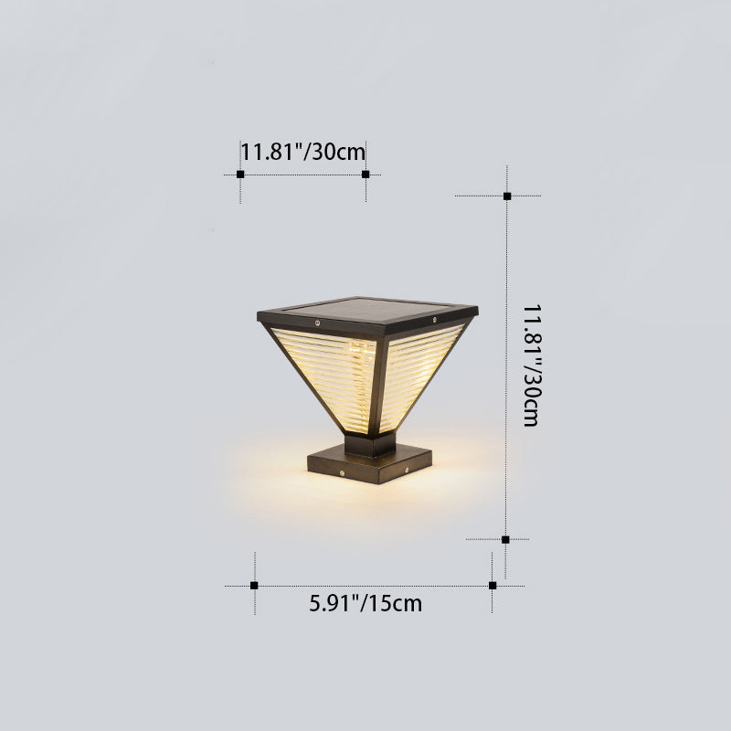Modern Minimalist Solar Waterproof Square Prismatic Stainless Steel Glass LED Outdoor Light For Patio | Stornfield