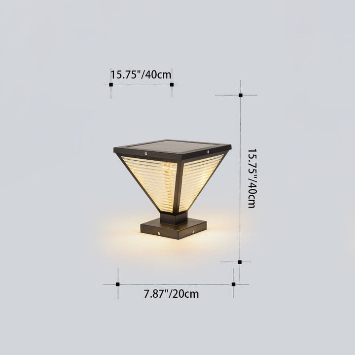 Modern Minimalist Solar Waterproof Square Prismatic Stainless Steel Glass LED Outdoor Light For Patio | Stornfield