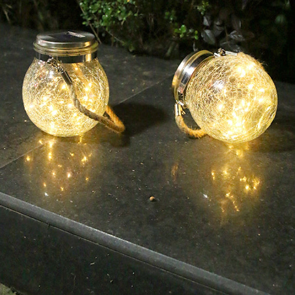 Modern Minimalist Solar Waterproof Round Bottle Round Cracked Glass ABS Stainless Steel LED Outdoor Light For Garden | Stornfield