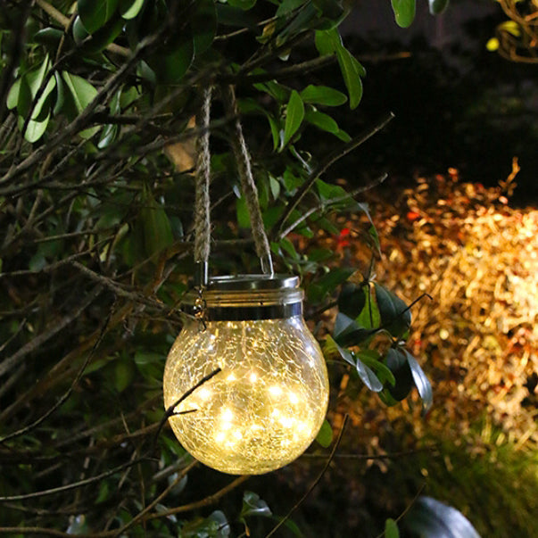 Modern Minimalist Solar Waterproof Round Bottle Round Cracked Glass ABS Stainless Steel LED Outdoor Light For Garden | Stornfield