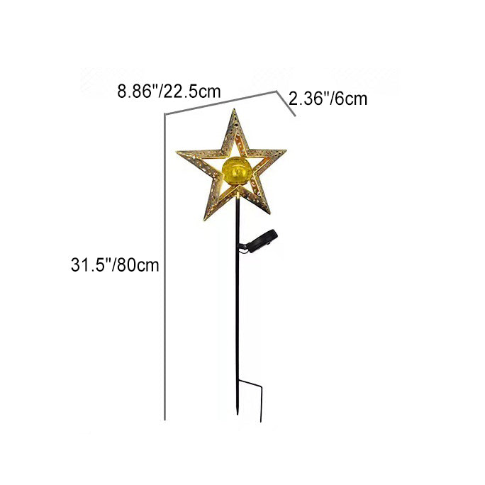 Modern Art Deco Solar Waterproof Ground Plug Star Sun Moon Iron Glass LED Outdoor Light For Garden | Stornfield