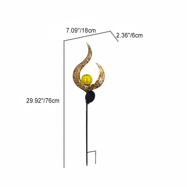 Modern Art Deco Solar Waterproof Ground Plug Star Sun Moon Iron Glass LED Outdoor Light For Garden | Stornfield