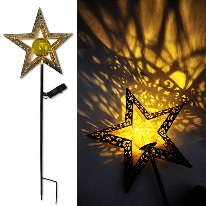 Modern Art Deco Solar Waterproof Ground Plug Star Sun Moon Iron Glass LED Outdoor Light For Garden | Stornfield