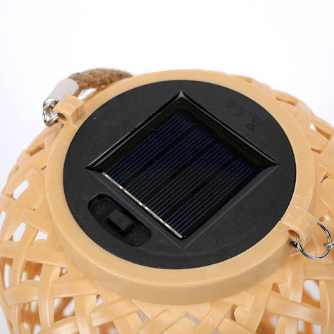 Modern Art Deco Solar Waterproof Imitation Rattan Woven Lantern Cylindrical Plastic LED Outdoor Light For Garden | Stornfield