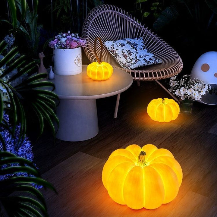 Modern Art Deco Solar Waterproof Pumpkin Round Resin LED Outdoor Light For Garden | Stornfield