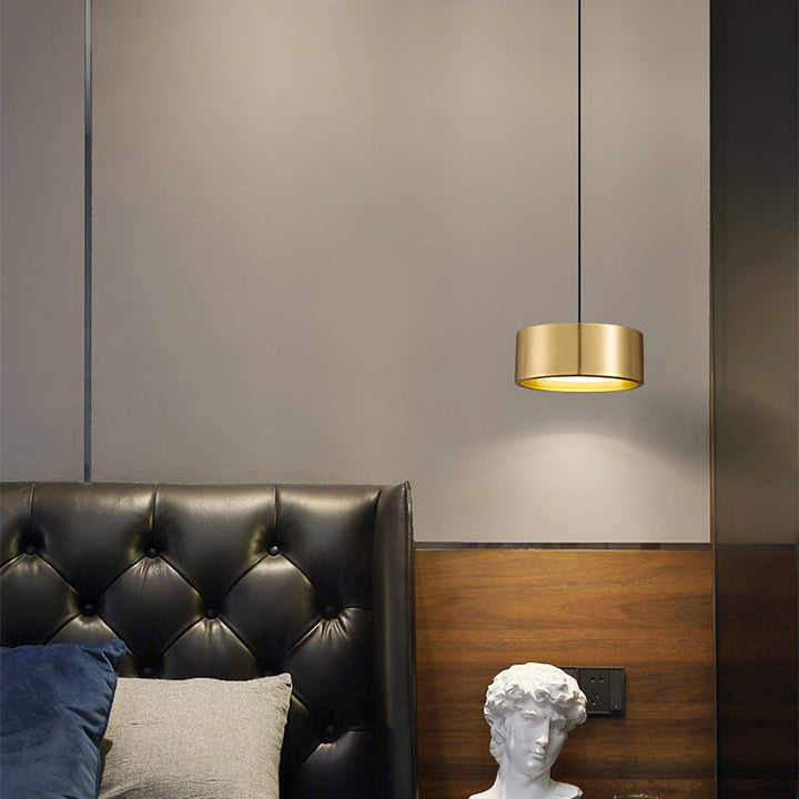Stornfield | Minimalist Cylindrical Round Iron LED Pendant Light for Bedroom