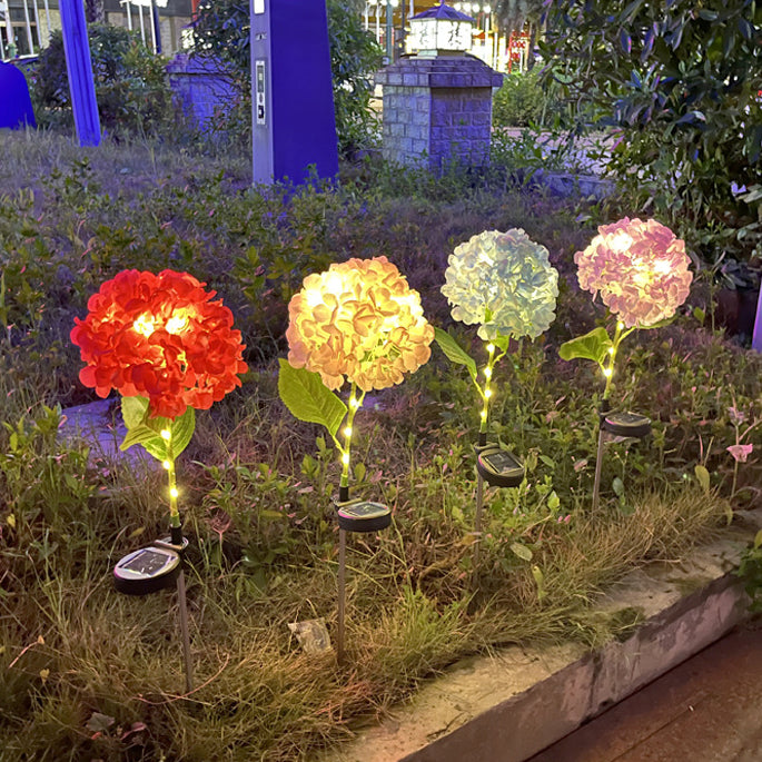 Contemporary Creative Solar Waterproof Hydrangea Round PVC Stainless Steel LED Outdoor Light For Garden | Stornfield