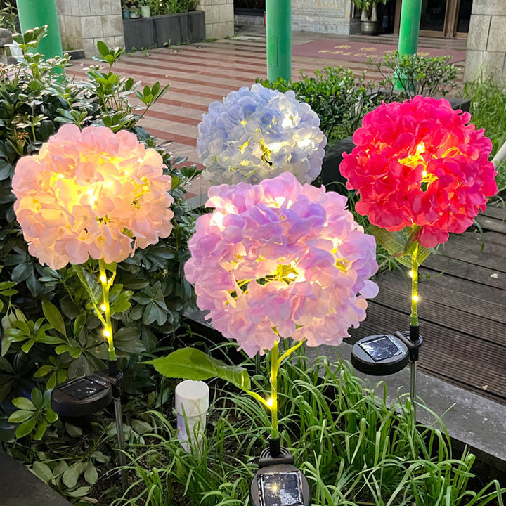 Contemporary Creative Solar Waterproof Hydrangea Round PVC Stainless Steel LED Outdoor Light For Garden | Stornfield