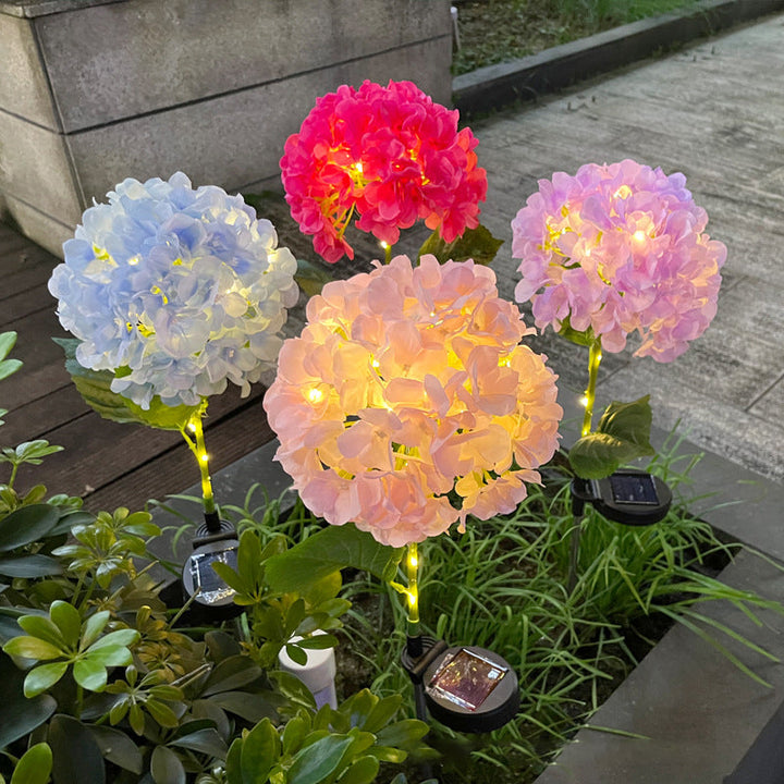 Contemporary Creative Solar Waterproof Hydrangea Round PVC Stainless Steel LED Outdoor Light For Garden | Stornfield