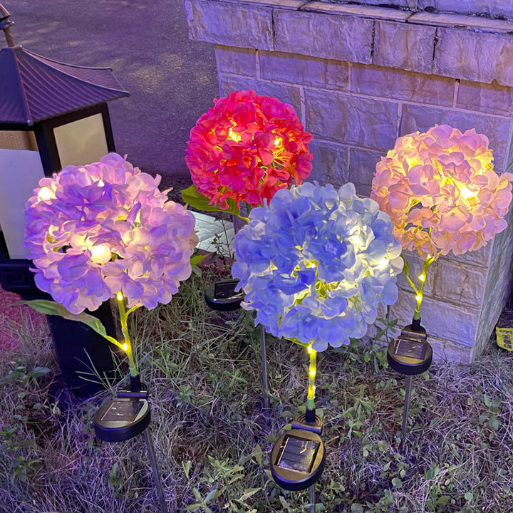 Contemporary Creative Solar Waterproof Hydrangea Round PVC Stainless Steel LED Outdoor Light For Garden | Stornfield