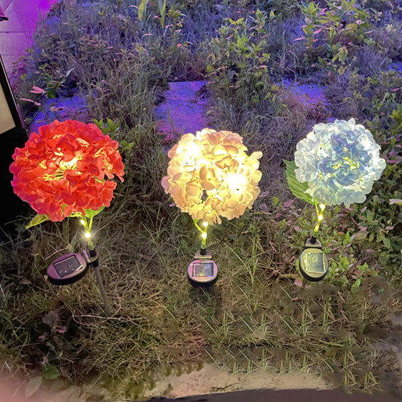 Contemporary Creative Solar Waterproof Hydrangea Round PVC Stainless Steel LED Outdoor Light For Garden | Stornfield