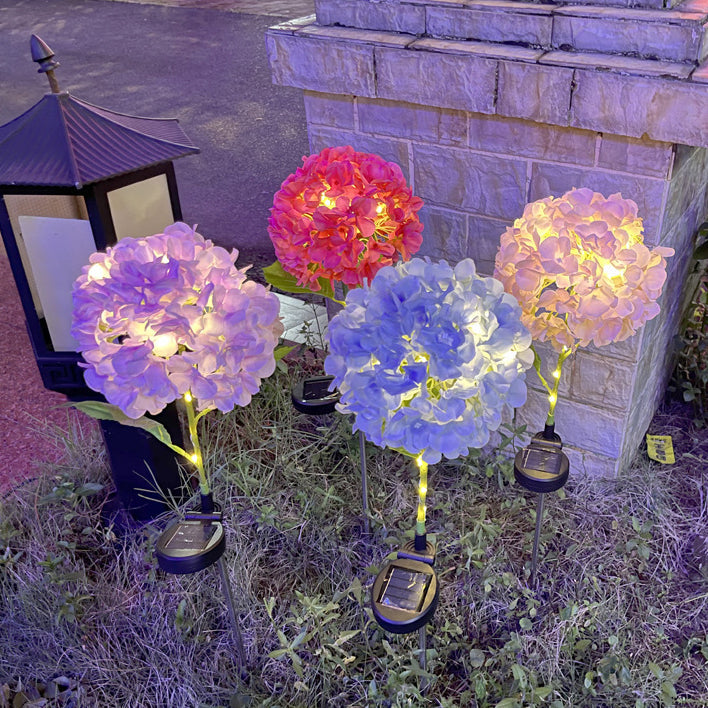 Contemporary Creative Solar Waterproof Hydrangea Round PVC Stainless Steel LED Outdoor Light For Garden | Stornfield