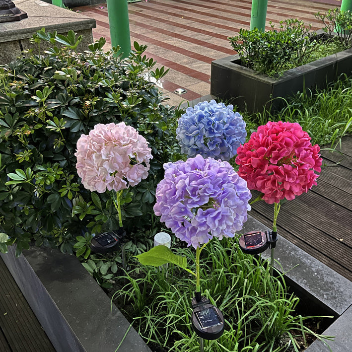 Contemporary Creative Solar Waterproof Hydrangea Round PVC Stainless Steel LED Outdoor Light For Garden | Stornfield