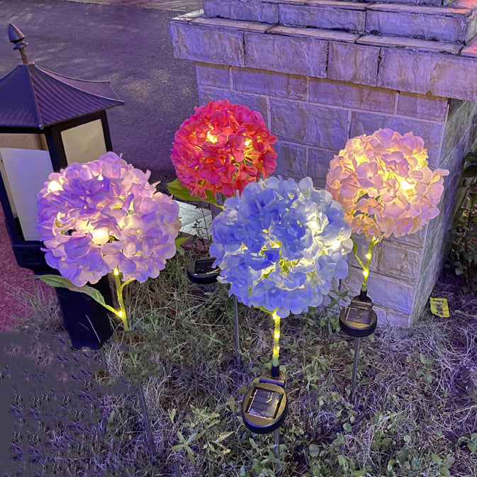 Contemporary Creative Solar Waterproof Hydrangea Round PVC Stainless Steel LED Outdoor Light For Garden | Stornfield
