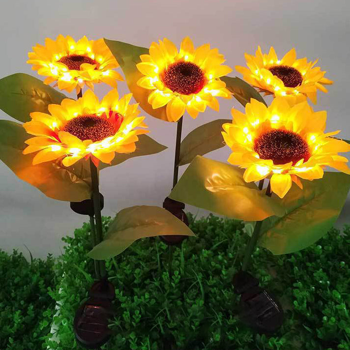 Contemporary Creative Solar Waterproof Sunflower Silk ABS Stainless Steel LED Outdoor Light For Garden | Stornfield