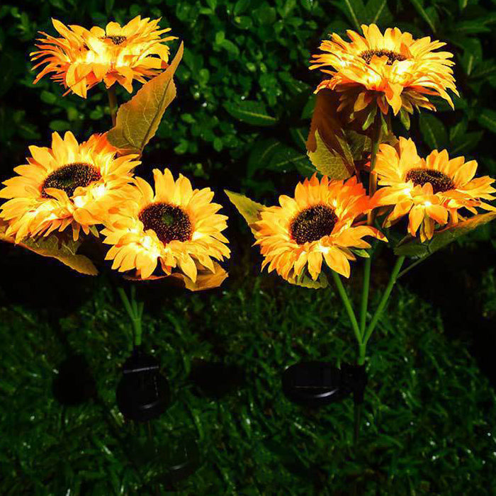 Contemporary Creative Solar Waterproof Sunflower Silk ABS Stainless Steel LED Outdoor Light For Garden | Stornfield