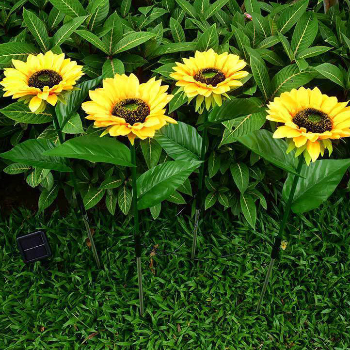Contemporary Creative Solar Waterproof Sunflower Silk ABS Stainless Steel LED Outdoor Light For Garden | Stornfield