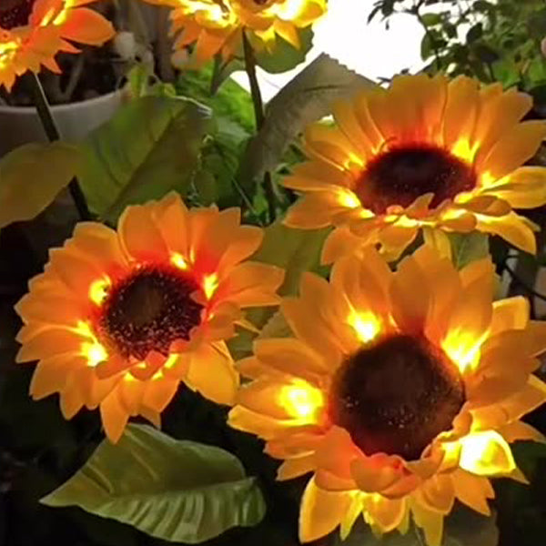 Contemporary Creative Solar Waterproof Sunflower Silk ABS Stainless Steel LED Outdoor Light For Garden | Stornfield