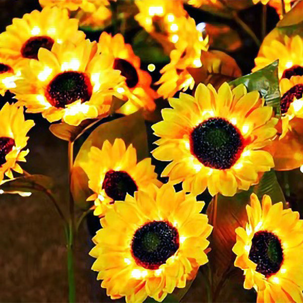Contemporary Creative Solar Waterproof Sunflower Silk ABS Stainless Steel LED Outdoor Light For Garden | Stornfield