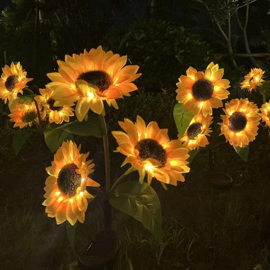 Contemporary Creative Solar Waterproof Sunflower Silk ABS Stainless Steel LED Outdoor Light For Garden | Stornfield