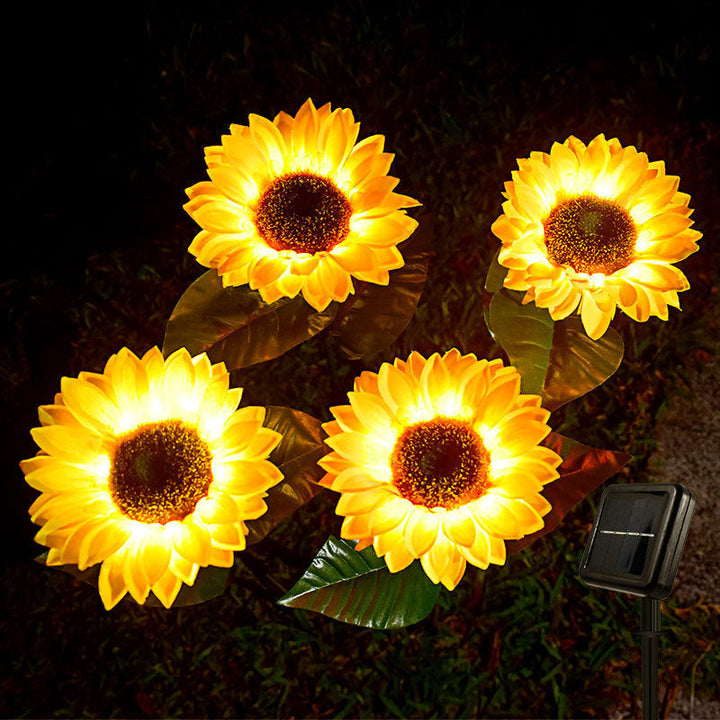 Contemporary Creative Solar Waterproof Sunflower Silk ABS Stainless Steel LED Outdoor Light For Garden | Stornfield