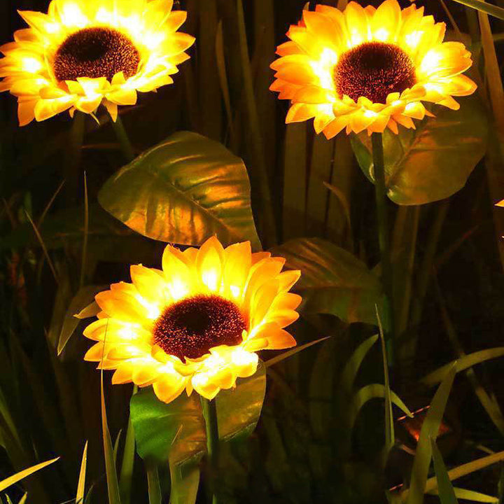 Contemporary Creative Solar Waterproof Sunflower Silk ABS Stainless Steel LED Outdoor Light For Garden | Stornfield