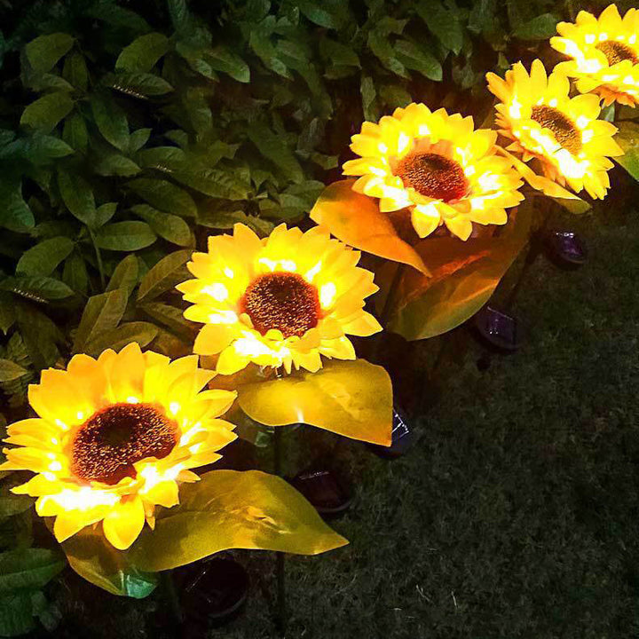 Contemporary Creative Solar Waterproof Sunflower Silk ABS Stainless Steel LED Outdoor Light For Garden | Stornfield
