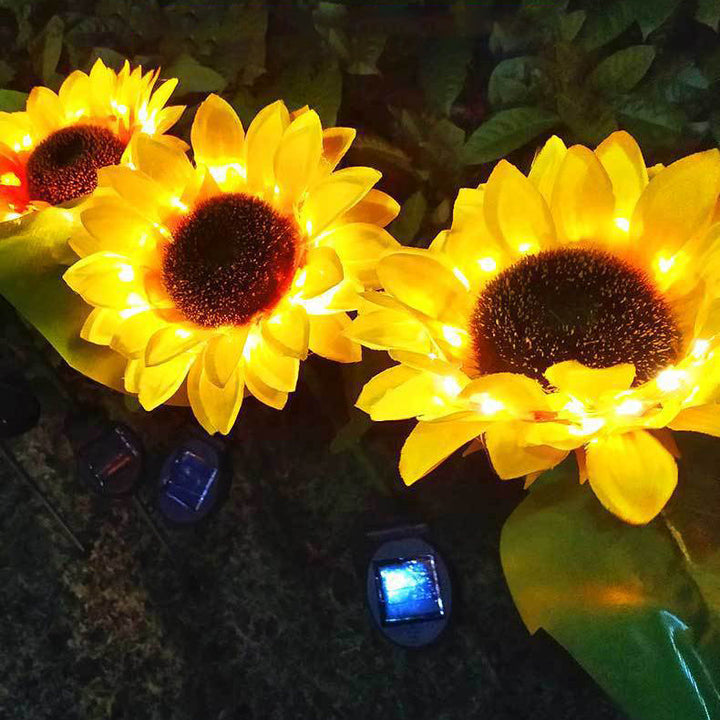 Contemporary Creative Solar Waterproof Sunflower Silk ABS Stainless Steel LED Outdoor Light For Garden | Stornfield
