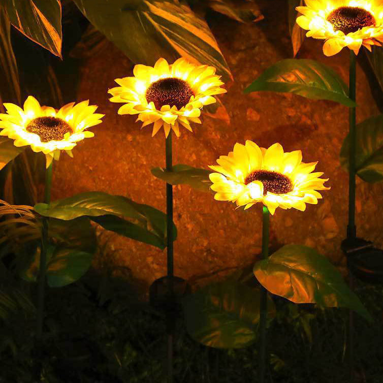 Contemporary Creative Solar Waterproof Sunflower Silk ABS Stainless Steel LED Outdoor Light For Garden | Stornfield