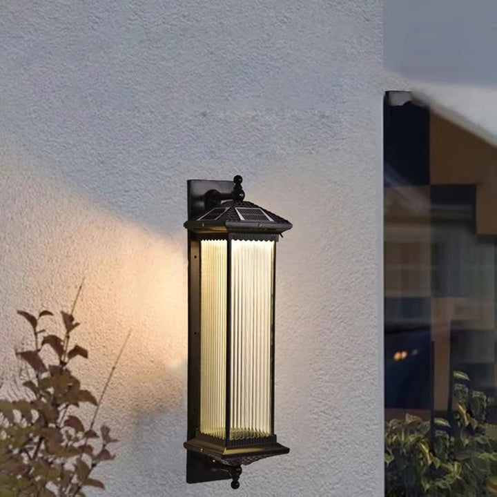 Traditional Chinese Waterproof Rectangular Glass Metal 1-Light Wall Sconce Lamp For Outdoor Patio | Stornfield