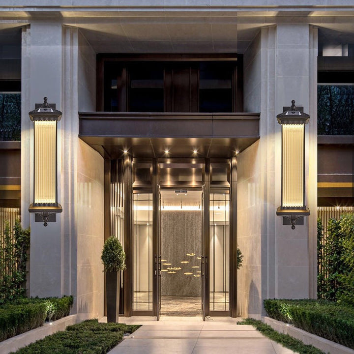 Traditional Chinese Waterproof Rectangular Glass Metal 1-Light Wall Sconce Lamp For Outdoor Patio | Stornfield