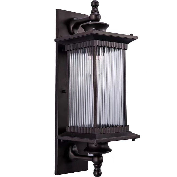 Traditional Chinese Waterproof Rectangular Glass Metal 1-Light Wall Sconce Lamp For Outdoor Patio | Stornfield