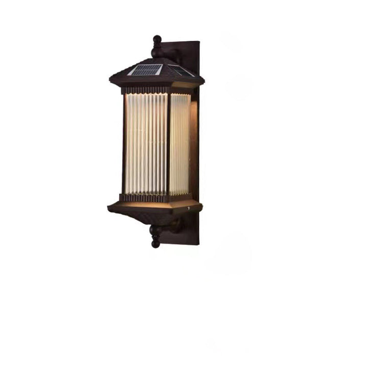 Traditional Chinese Waterproof Rectangular Glass Metal 1-Light Wall Sconce Lamp For Outdoor Patio | Stornfield
