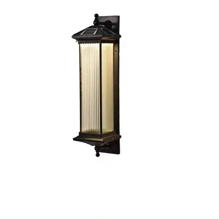 Traditional Chinese Waterproof Rectangular Glass Metal 1-Light Wall Sconce Lamp For Outdoor Patio | Stornfield