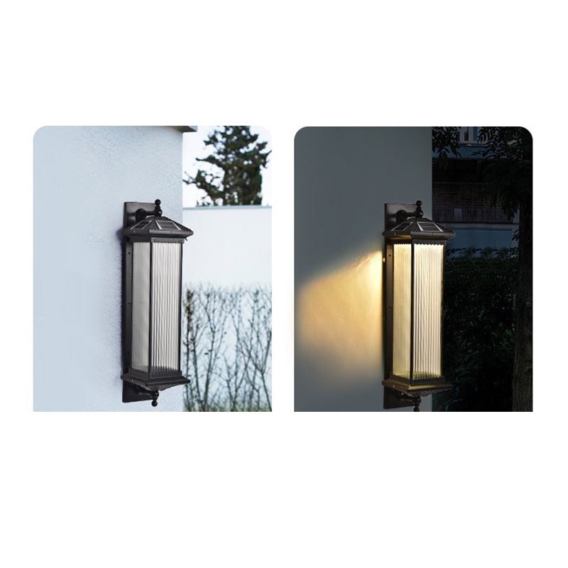 Traditional Chinese Waterproof Rectangular Glass Metal 1-Light Wall Sconce Lamp For Outdoor Patio | Stornfield