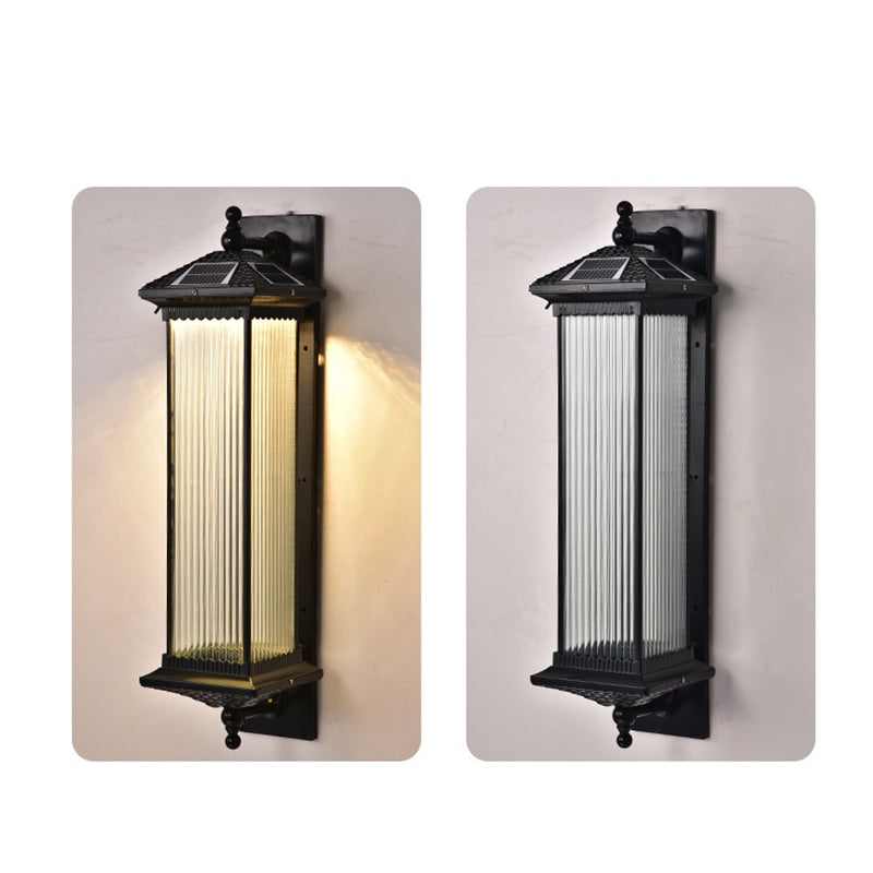 Traditional Chinese Waterproof Rectangular Glass Metal 1-Light Wall Sconce Lamp For Outdoor Patio | Stornfield