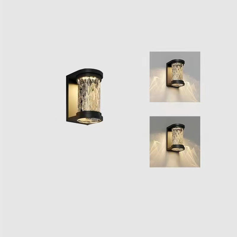 Modern Luxury Waterproof Cylinder Stainless Steel Crystal LED Wall Sconce Lamp For Outdoor Patio | Stornfield