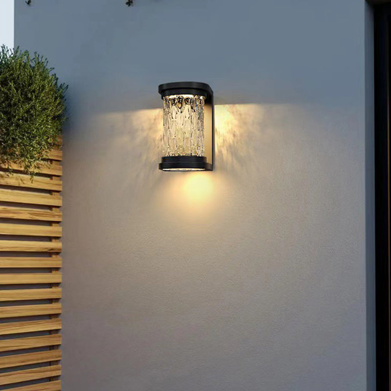 Modern Luxury Waterproof Cylinder Stainless Steel Crystal LED Wall Sconce Lamp For Outdoor Patio | Stornfield