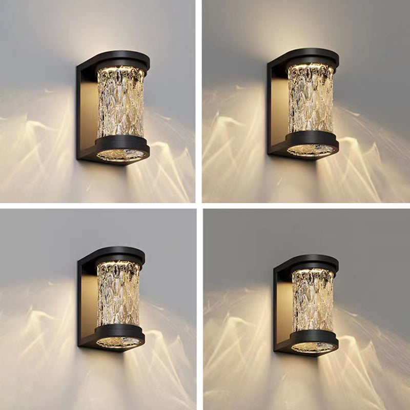 Modern Luxury Waterproof Cylinder Stainless Steel Crystal LED Wall Sconce Lamp For Outdoor Patio | Stornfield