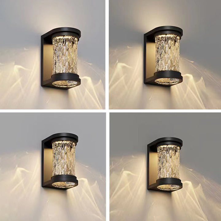 Modern Luxury Waterproof Cylinder Stainless Steel Crystal LED Wall Sconce Lamp For Outdoor Patio | Stornfield