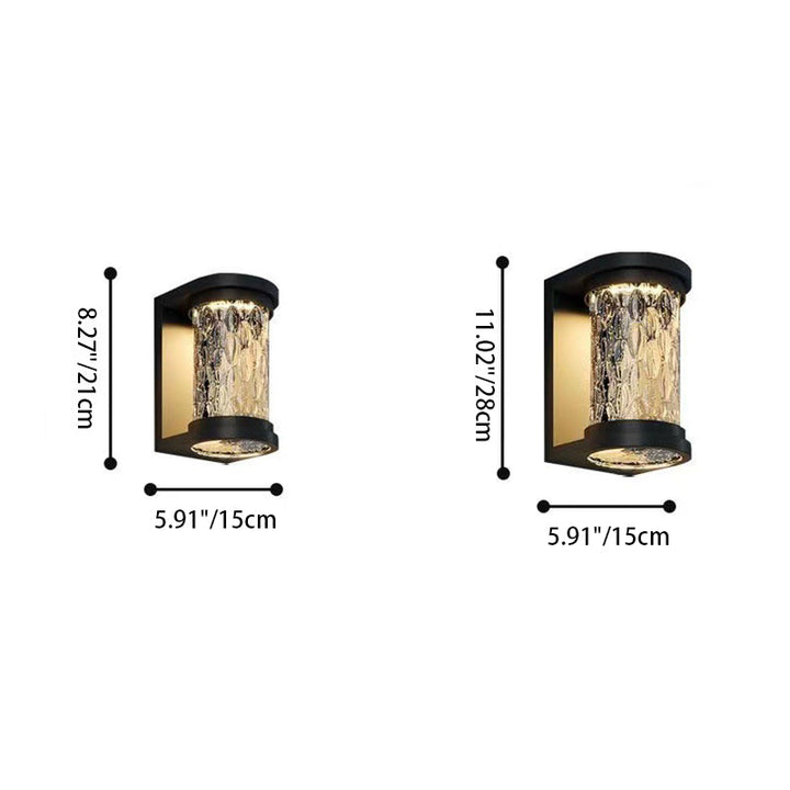Modern Luxury Waterproof Cylinder Stainless Steel Crystal LED Wall Sconce Lamp For Outdoor Patio | Stornfield